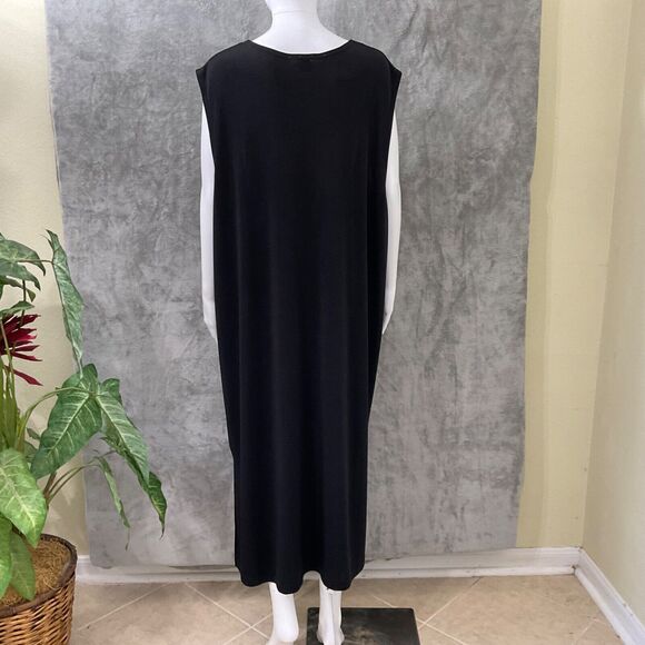 Fern Dratten Slinky Knit Duster Women’s OS  2 button Sleeveless Black travel - Picture 4 of 10